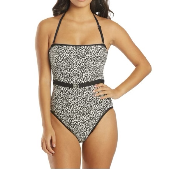 Michael Kors mini leopard bandeau one piece swimsuit - Picture 2 of 5
